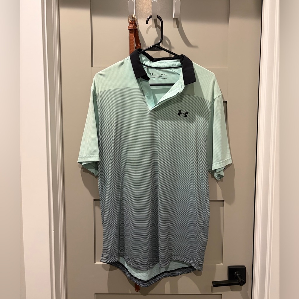 Under Armour Men's Light Green and Black Polo Shirt